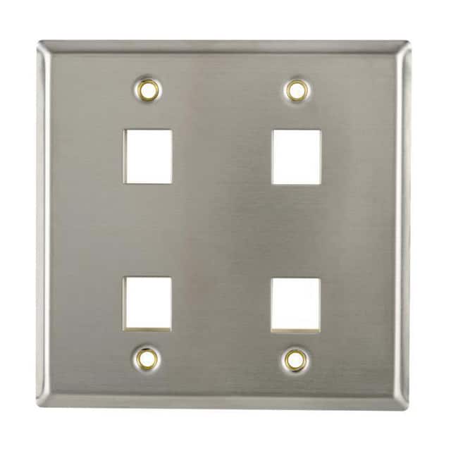 FPDGQUAD-SS FACEPLATE DBL GANG 4PORT SILVER