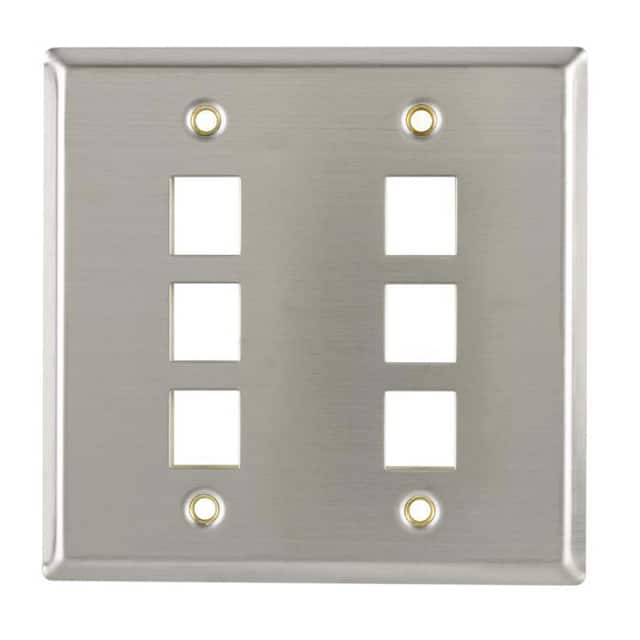 FPDGSIX-SS FACEPLATE DBL GANG 6PORT SILVER